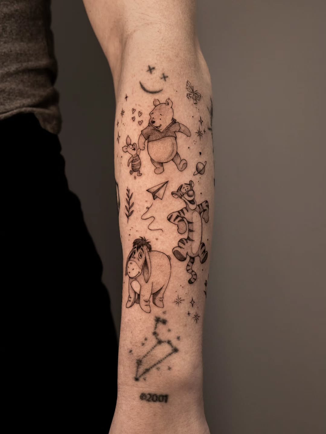 Whimsical Winnie and Friends Tattoo Design