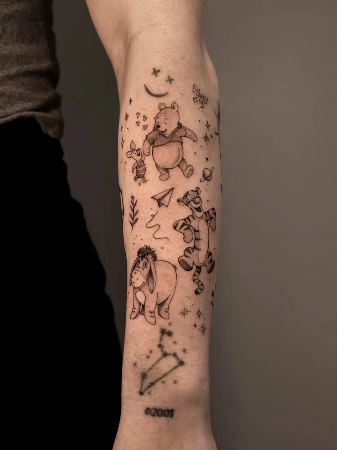 Whimsical Winnie and Friends Tattoo Design