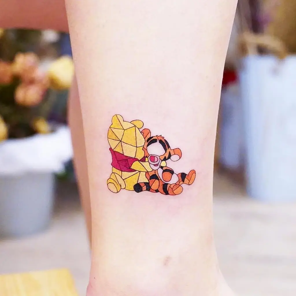 Colorful Winnie and Tigger Tattoo Design