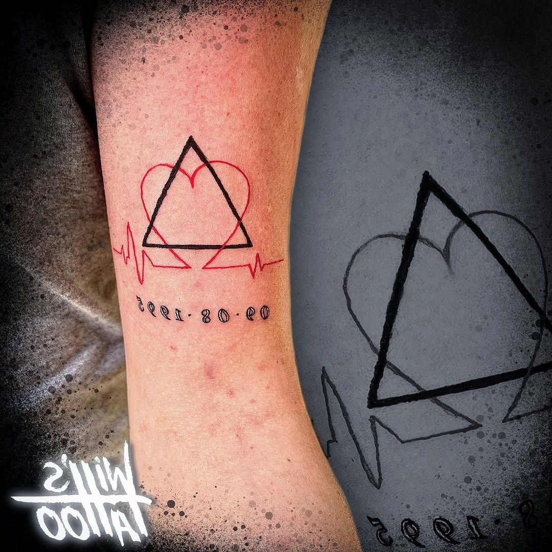 Heartfelt adoption tattoo with geometric design