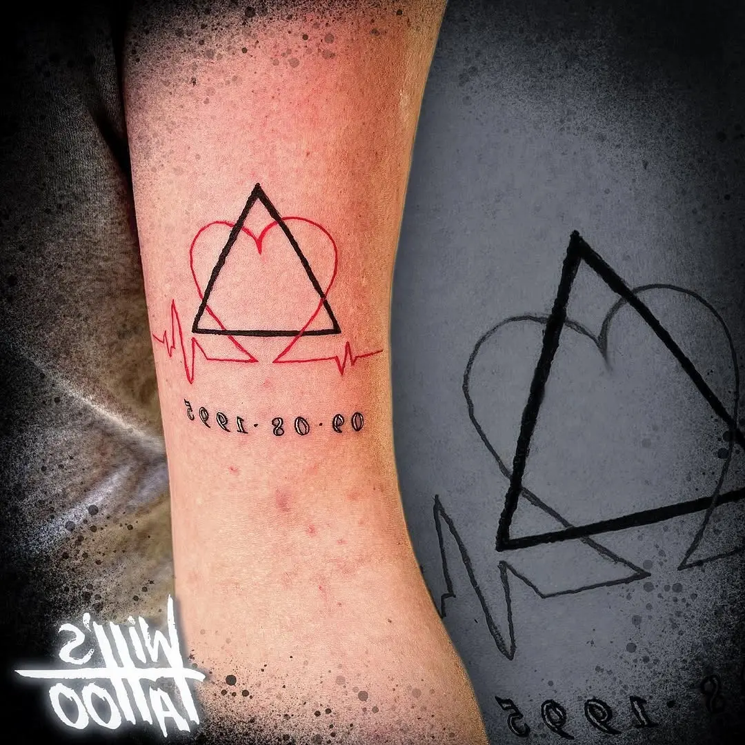 Heartfelt adoption tattoo with geometric design
