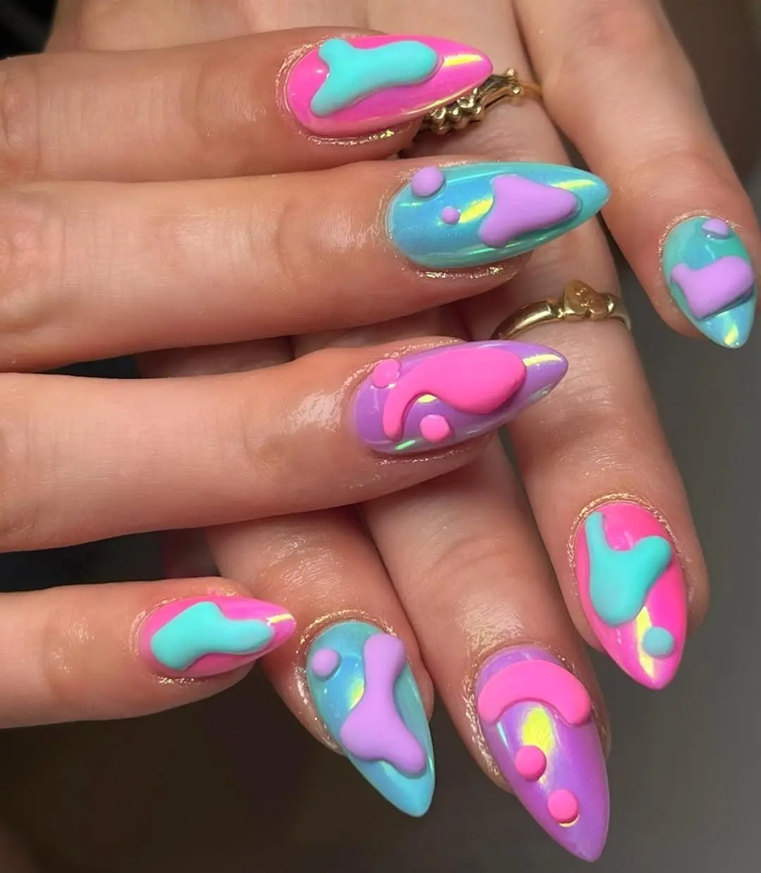 Whimsical Barbie Nails with Colorful Drips