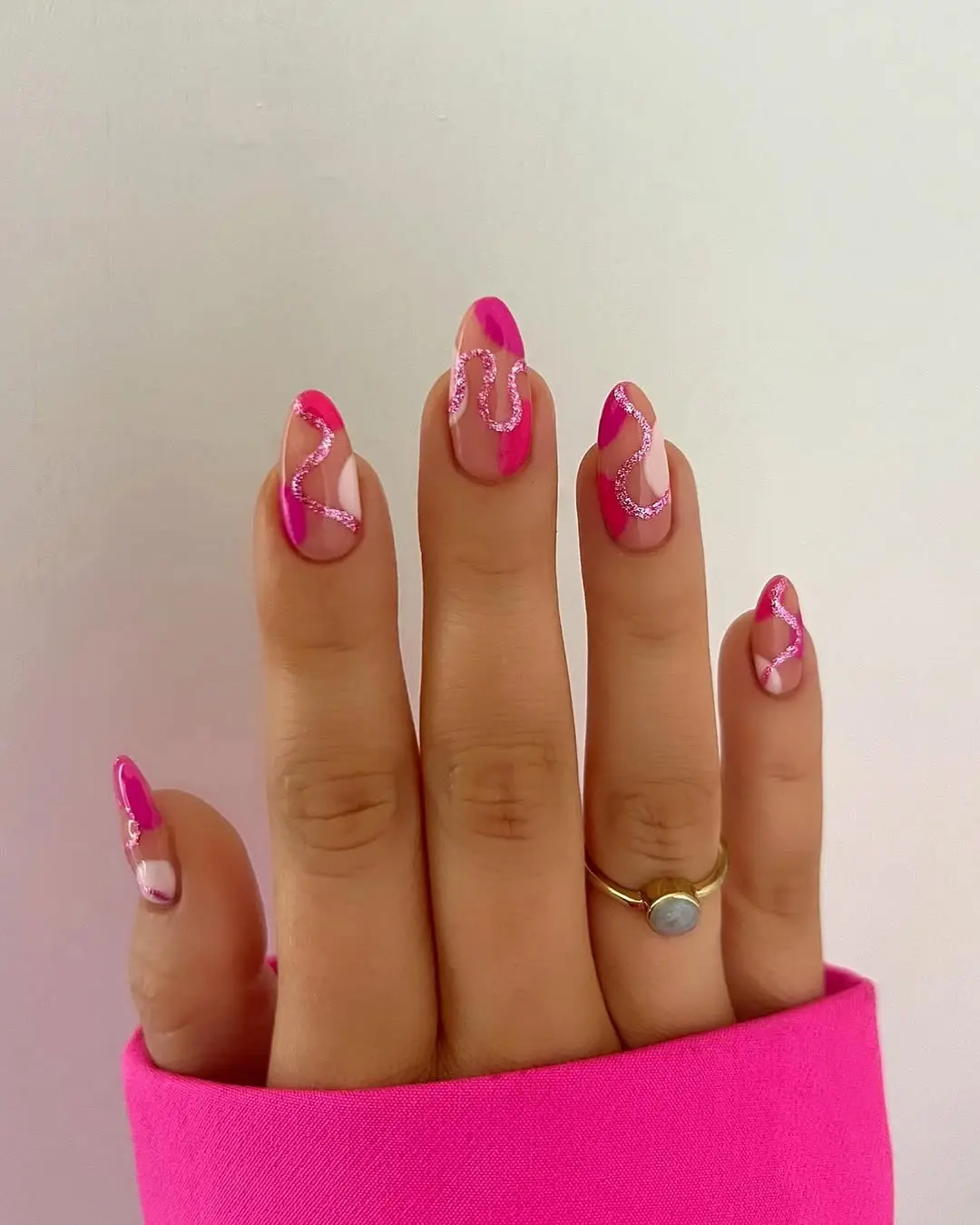 Chic Barbie-Inspired Pink Nail Art Design