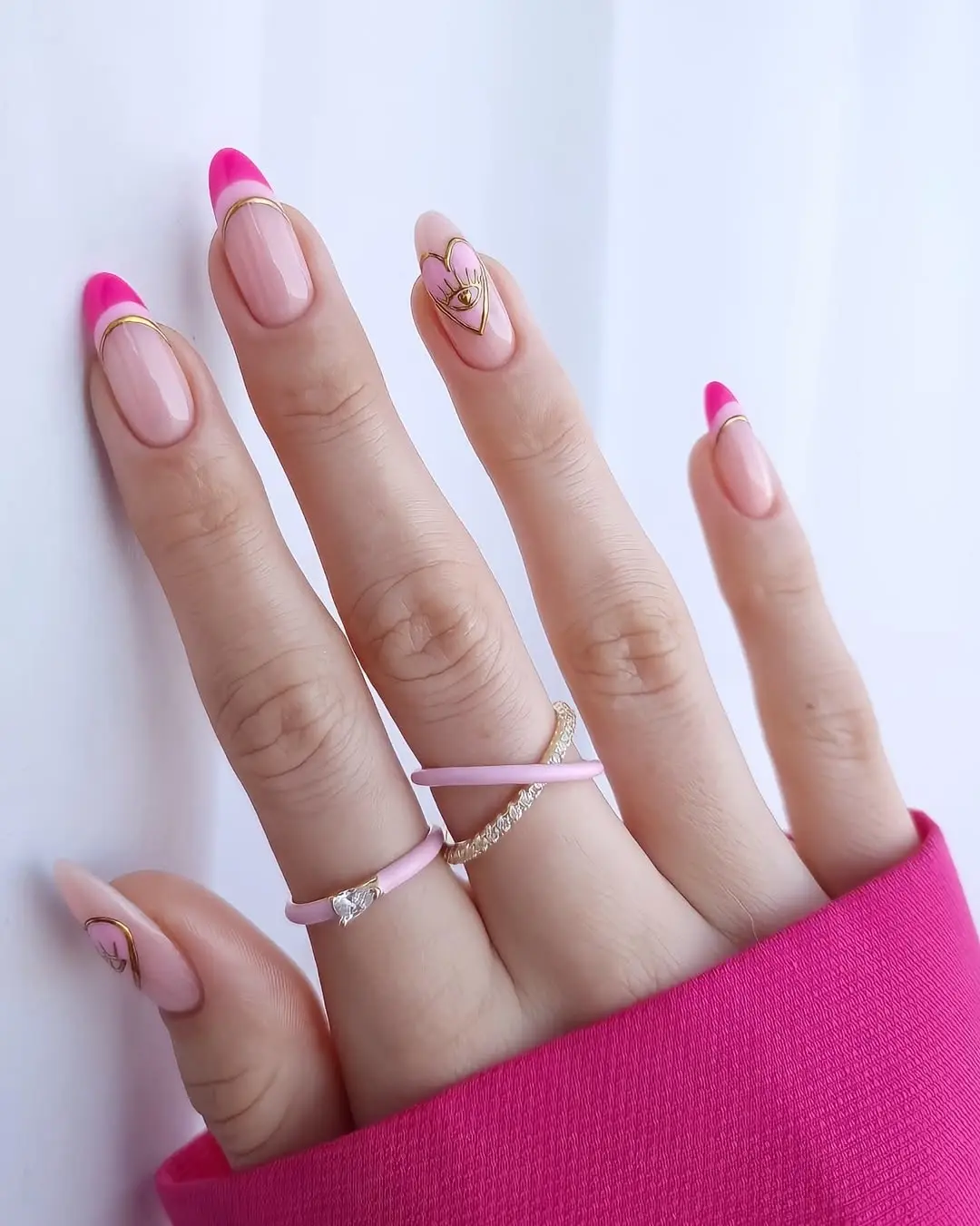 Chic Barbie-Inspired Pink Tip Nail Design
