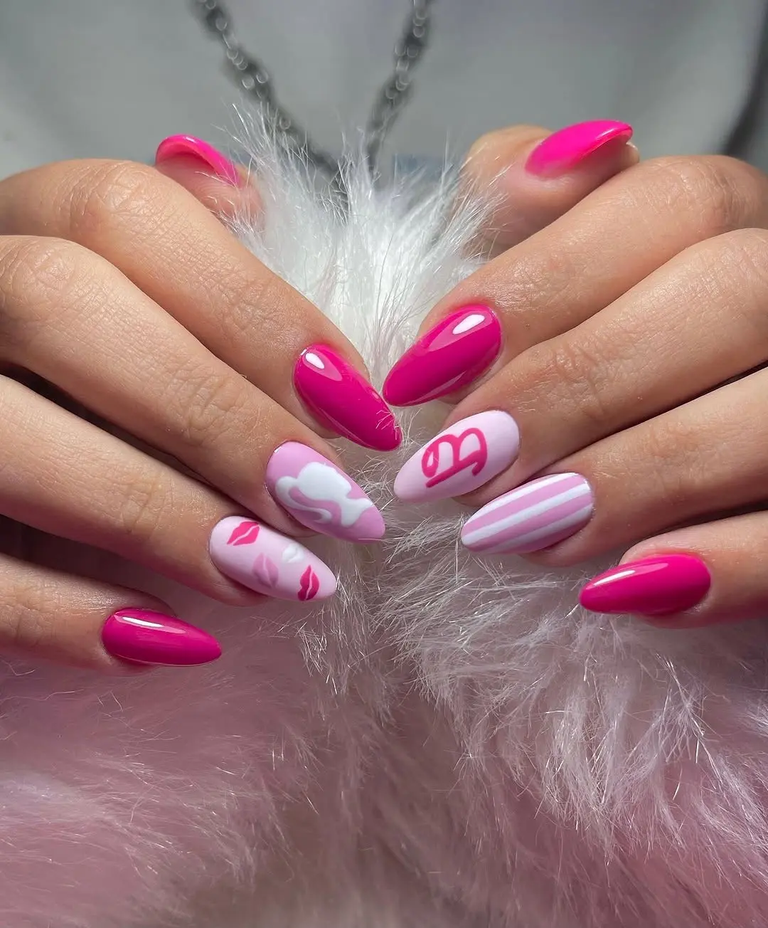 Playful Barbie-Inspired Nail Art Design