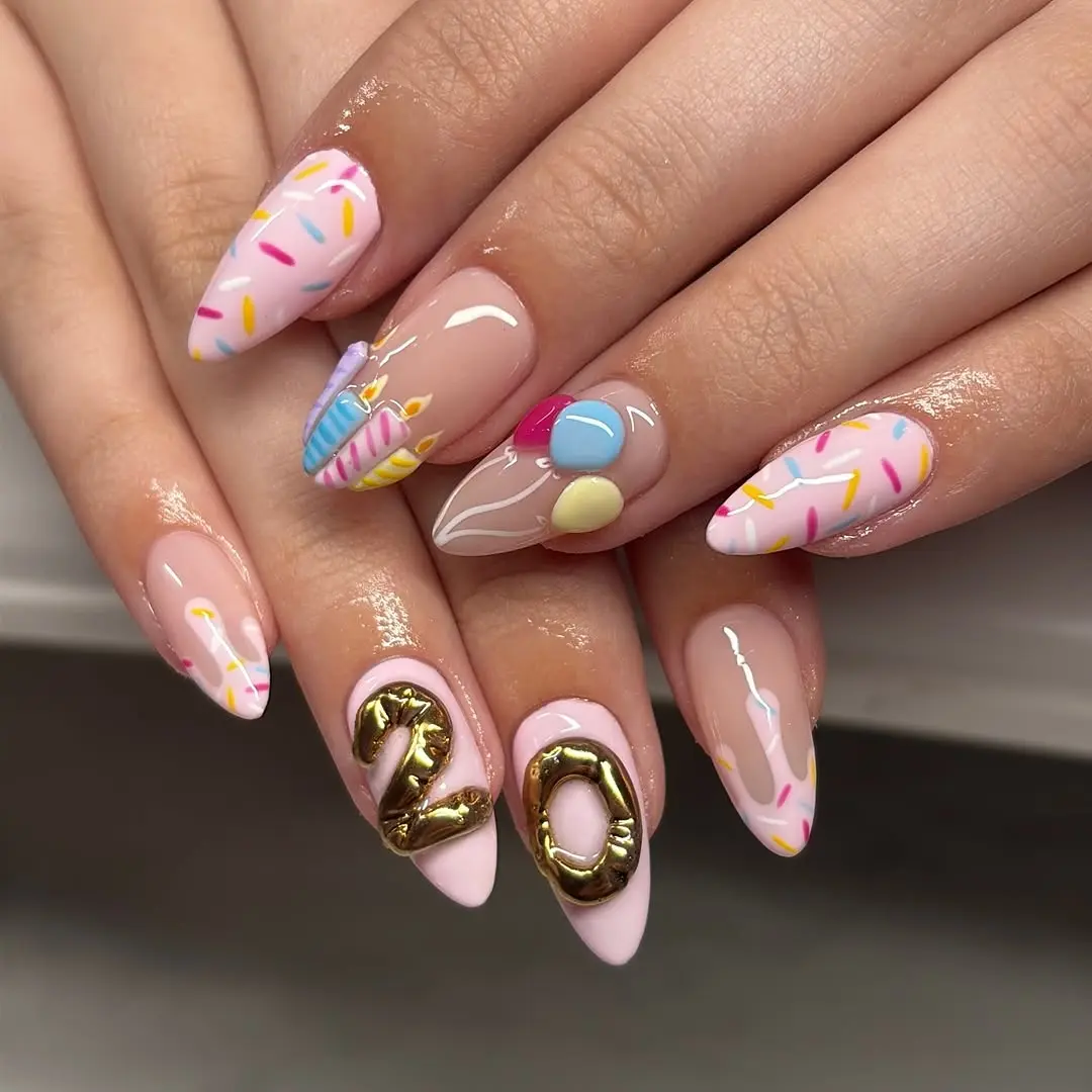 Fun and Festive Birthday Nail Design