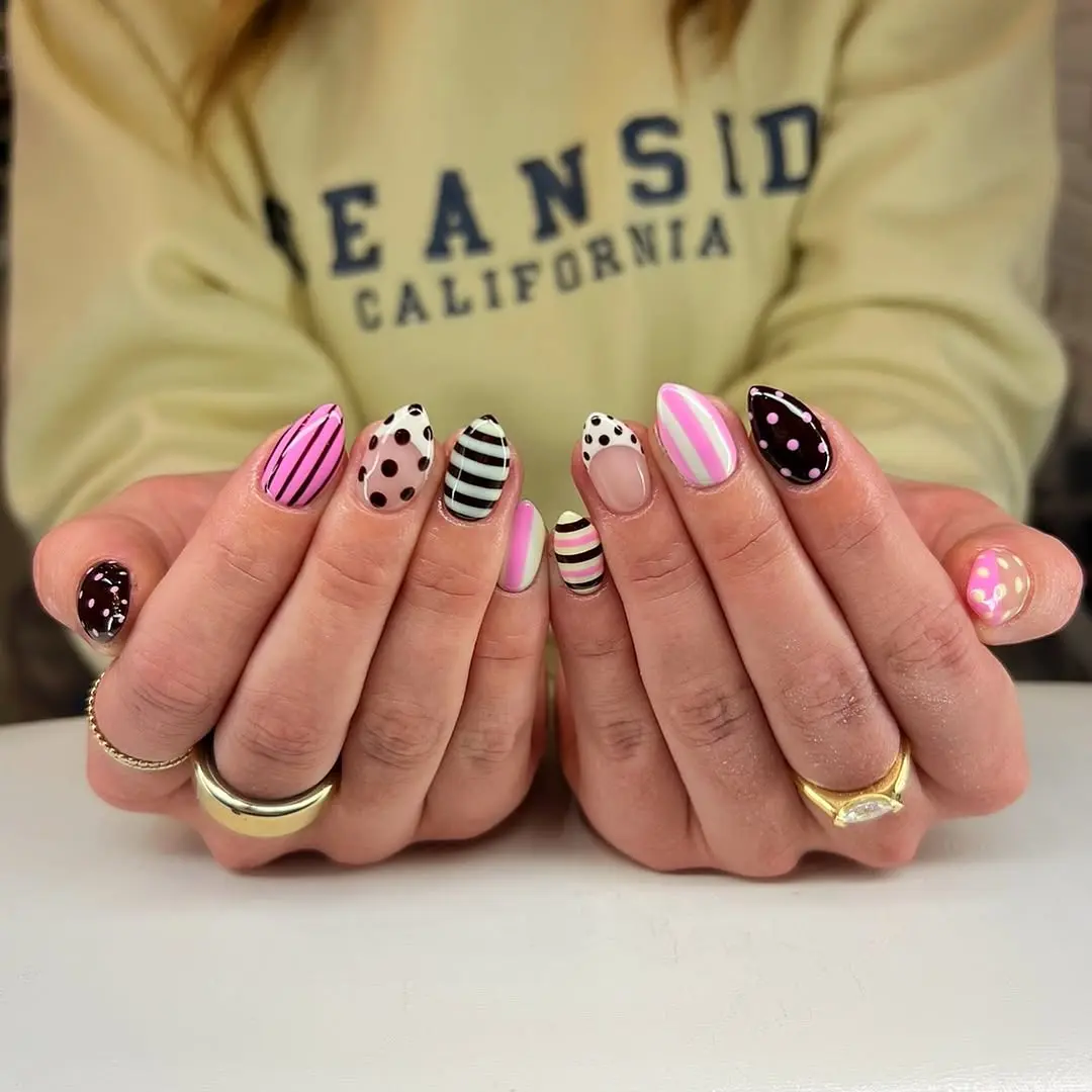 Colorful birthday nails with patterns and designs