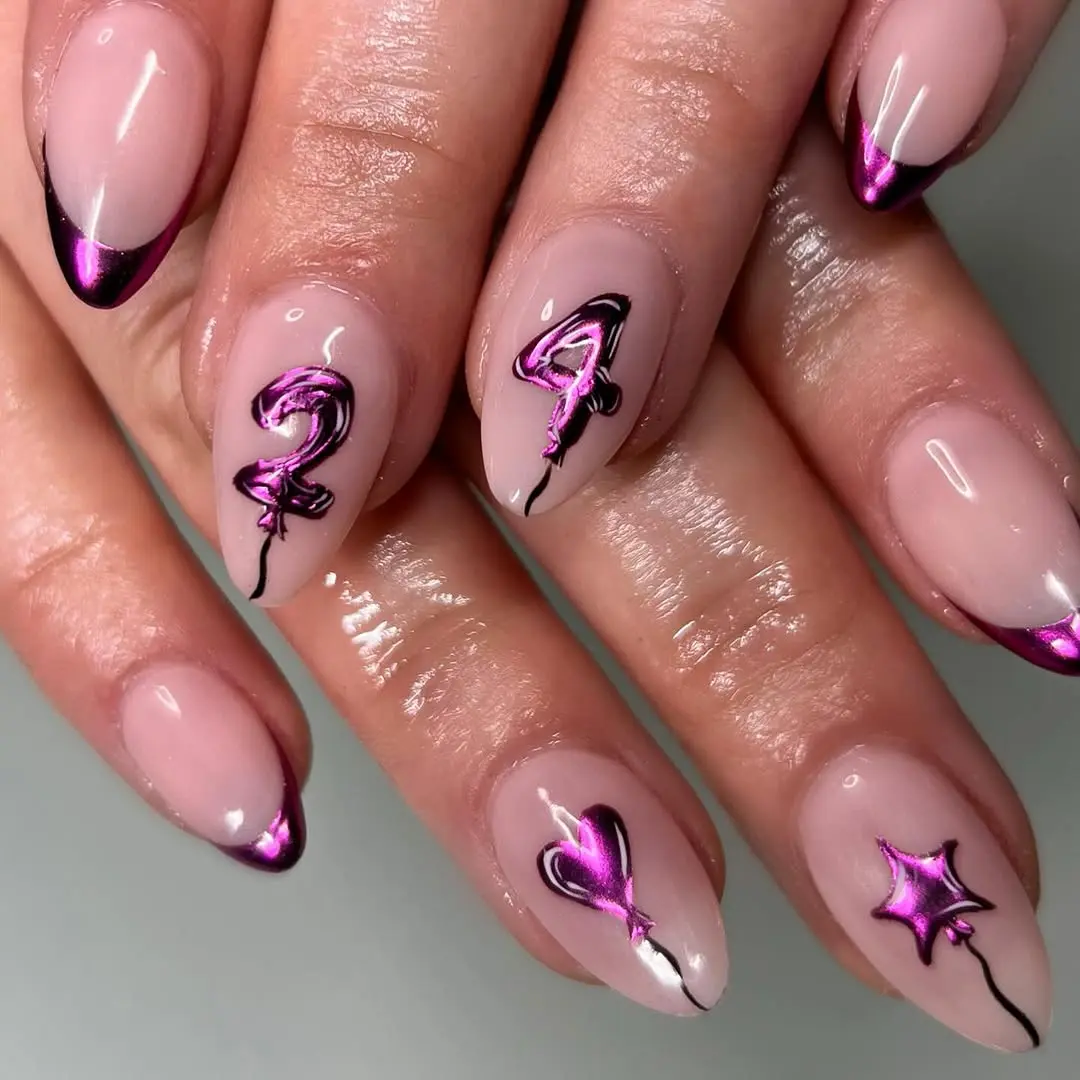 Elegant birthday nails with festive designs
