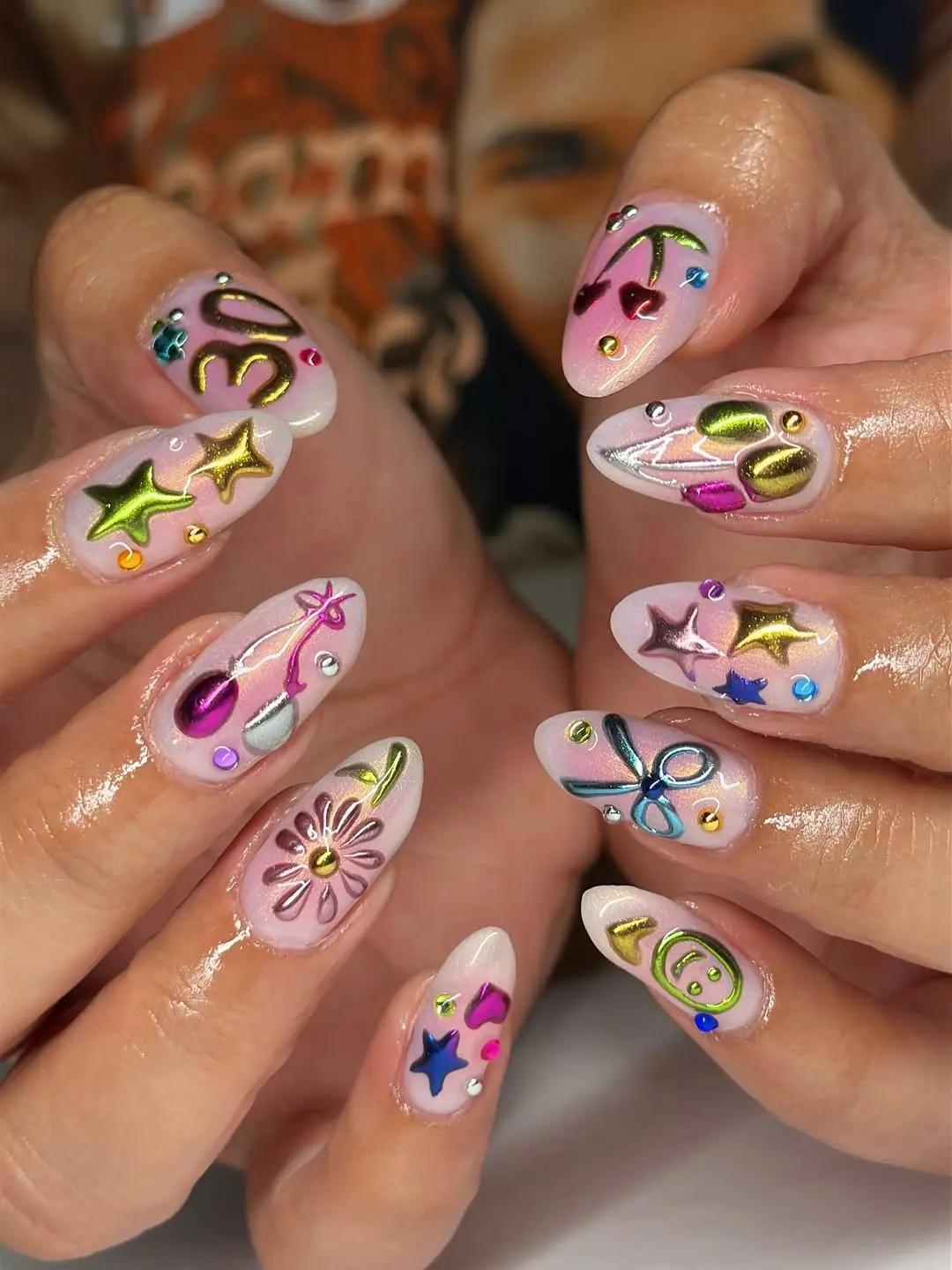 Festive nails with playful, colorful accents