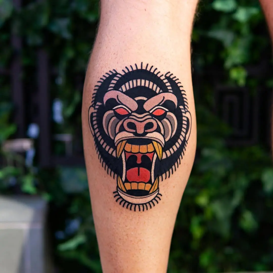 Bold Gorilla Tattoo with Striking Features