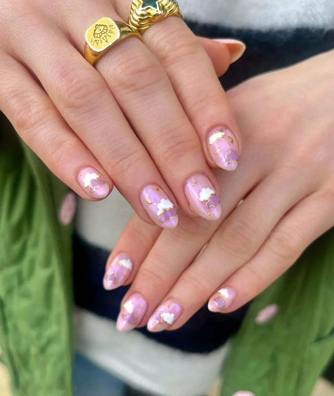 Charming Purple Cloud Nail Art Design