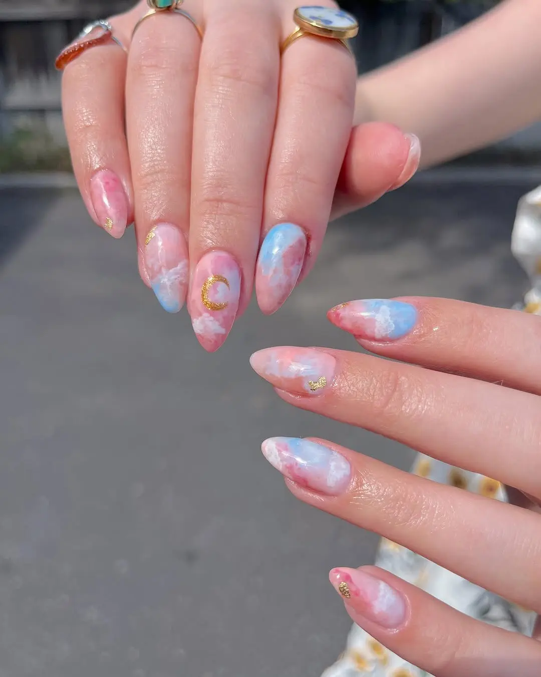 Dreamy pastel cloud-inspired nail design