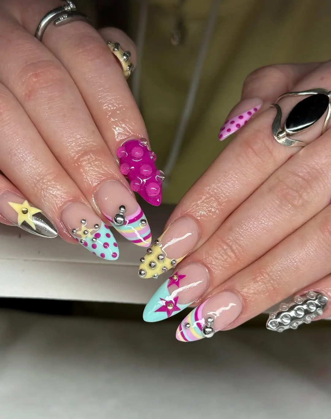 Vibrant and Playful Birthday Nail Art Design