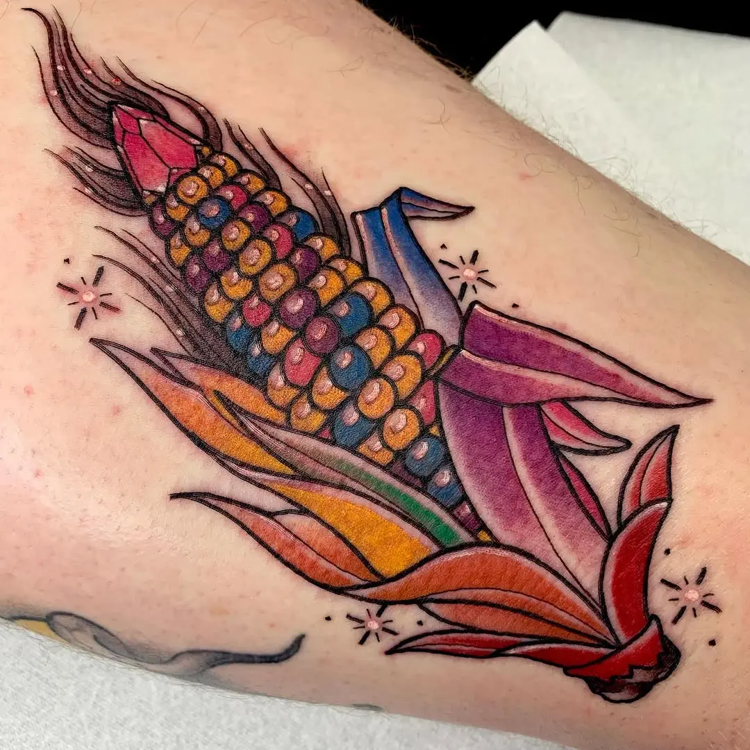 Vibrant Corn Tattoo Celebrating LGBTQ+ Identity