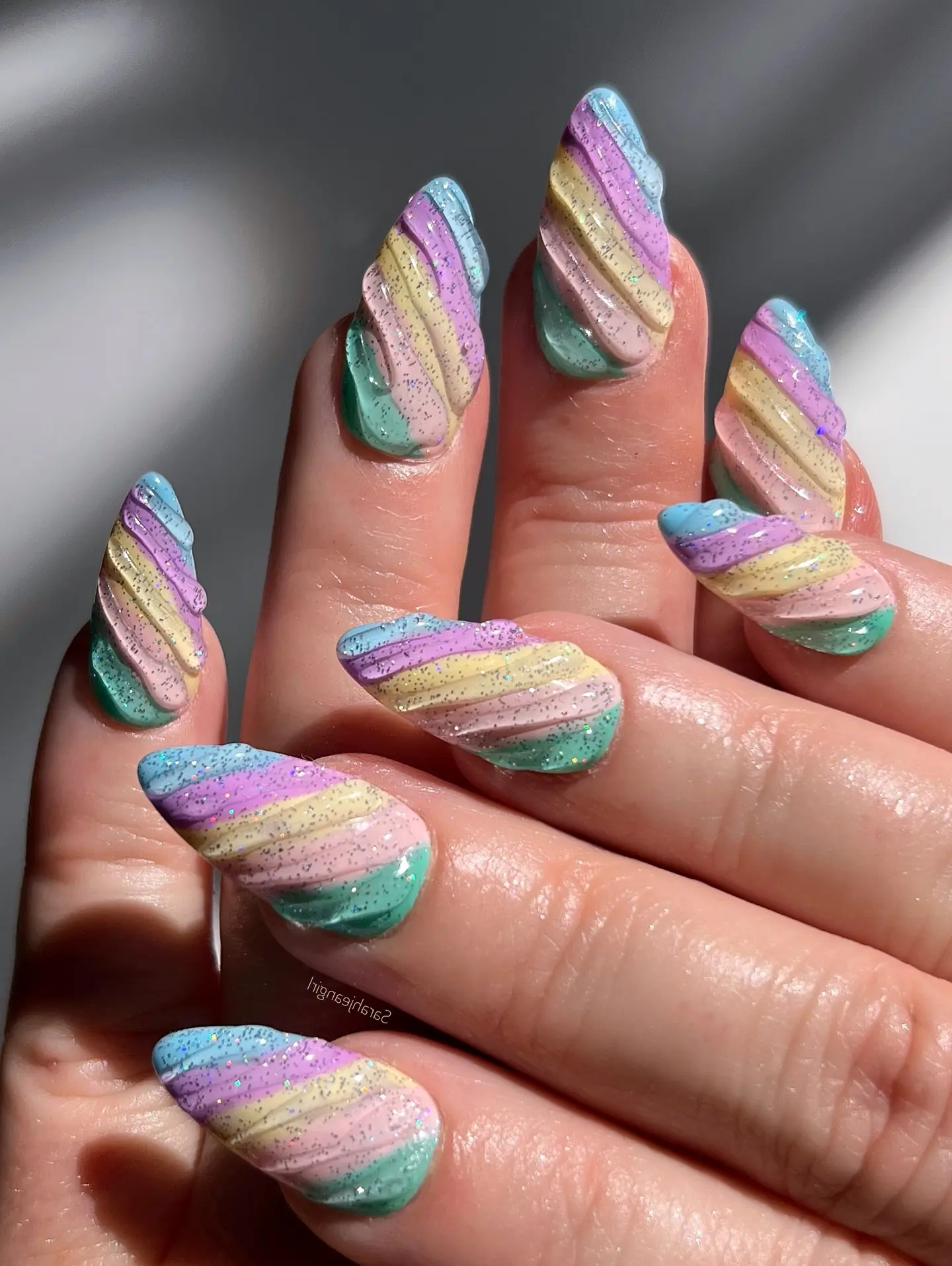 Stunning iridescent unicorn nail artistry