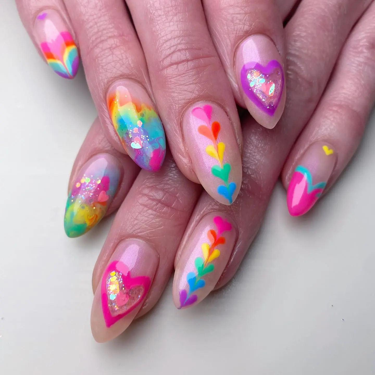 Vibrant Heart Designs with Rainbow Accents