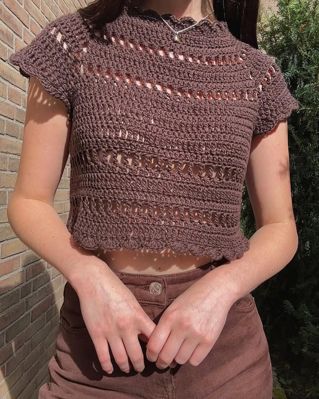Chic Crochet Top with Earthy Tones