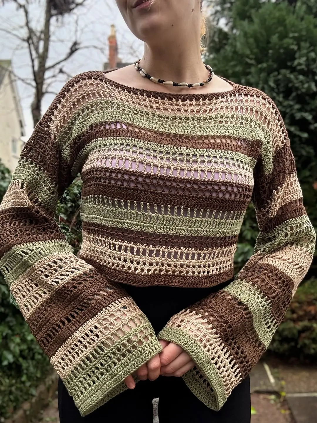 Chic Crochet Top with Earthy Tones