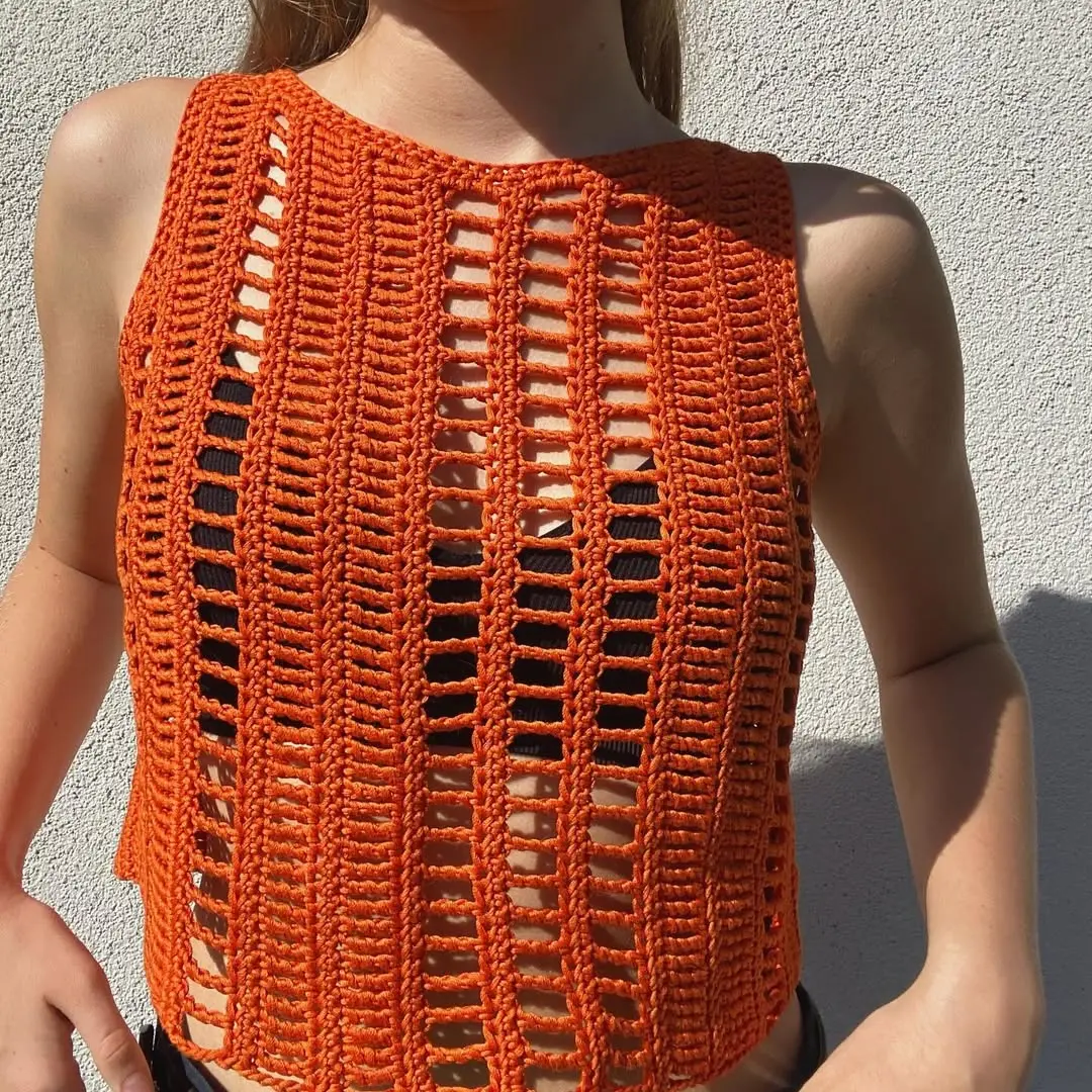 Bold Orange Crochet Top with a Chic Vibe