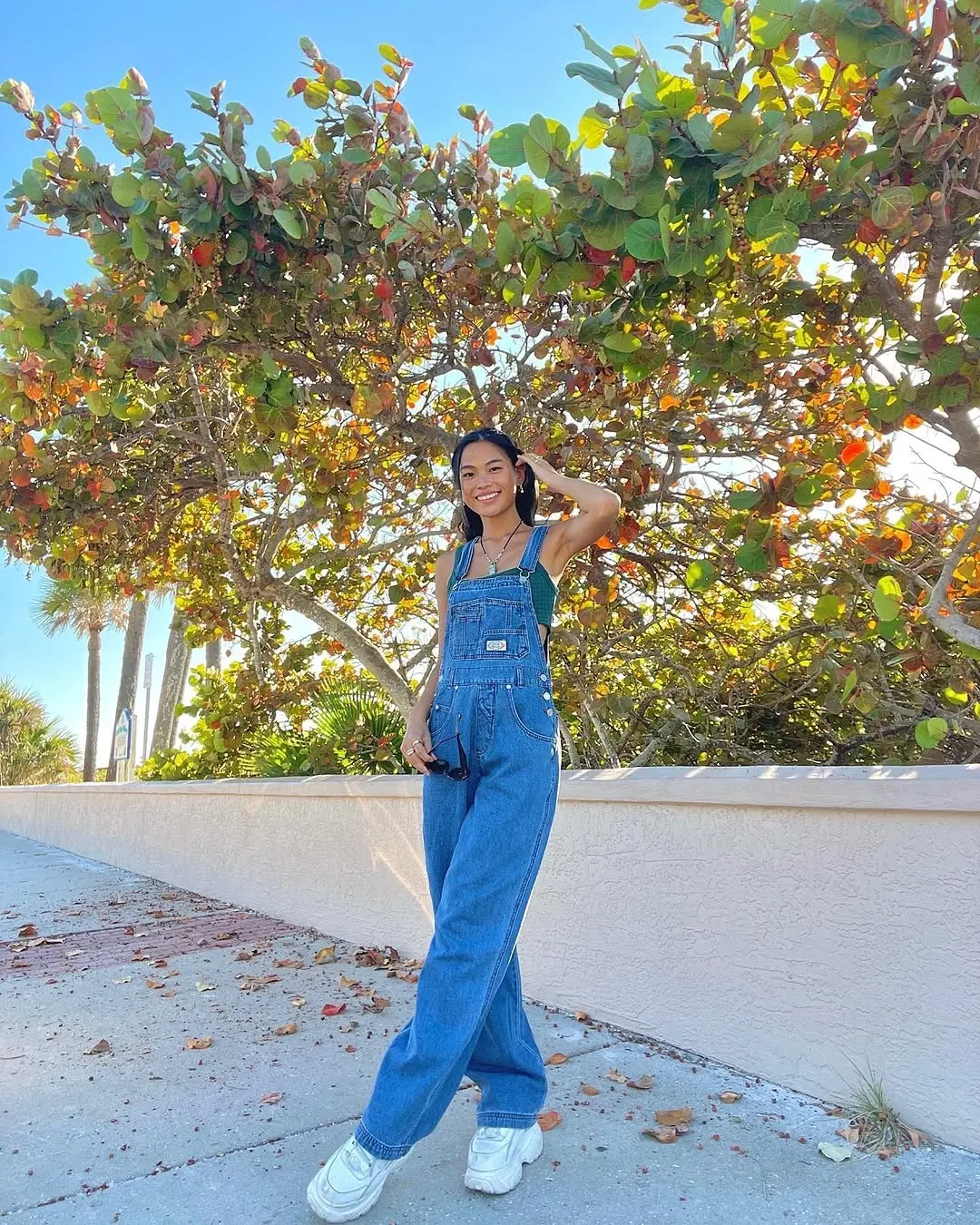 Chic denim overalls perfect for sunny days