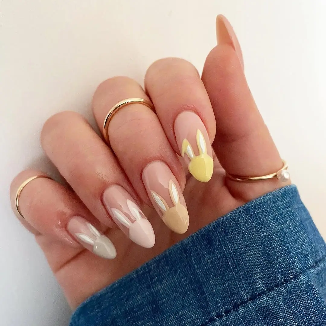 Charming pastel Easter bunny nail art