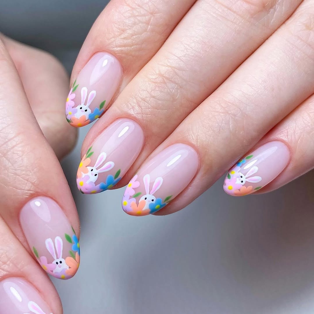 Adorable bunny-themed Easter nail art inspiration