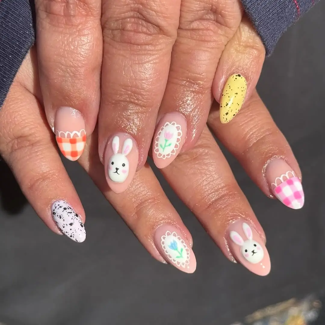 Whimsical Easter Nail Art with Bunnies