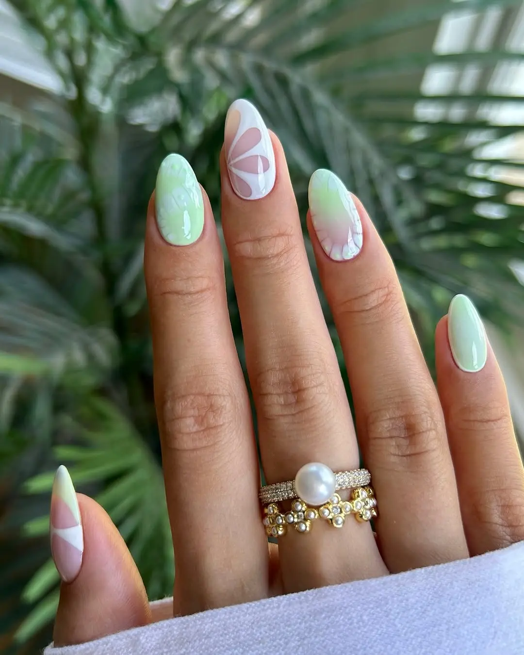 Vibrant Easter Nails with Floral Accents
