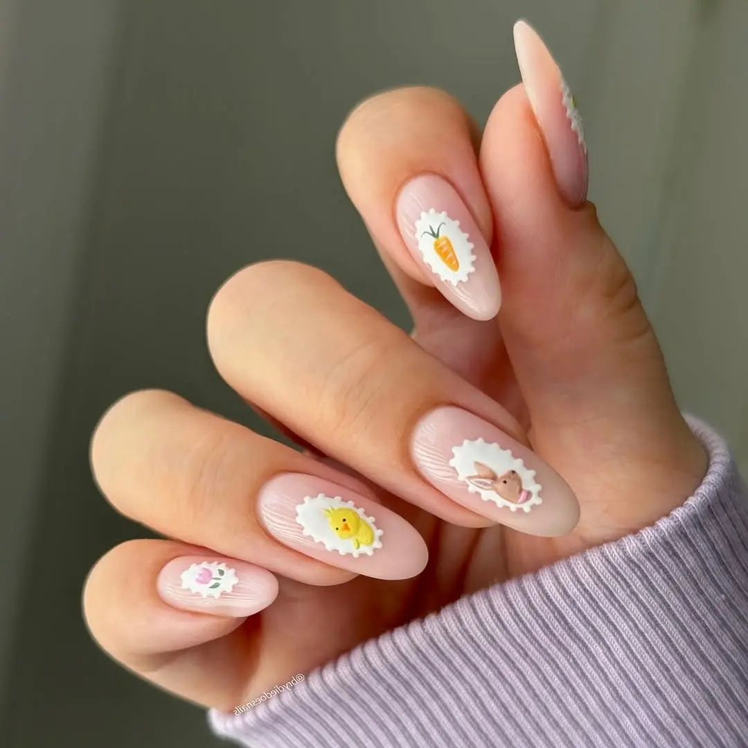 Cute pastel Easter-themed nail designs