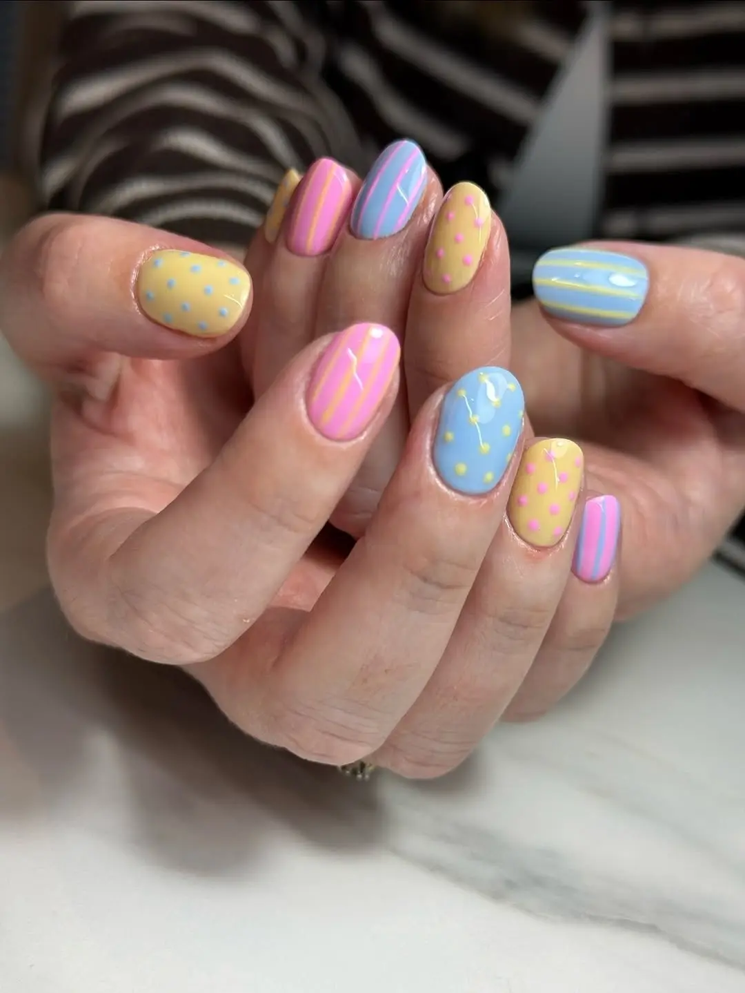 Cute pastel nails with playful designs