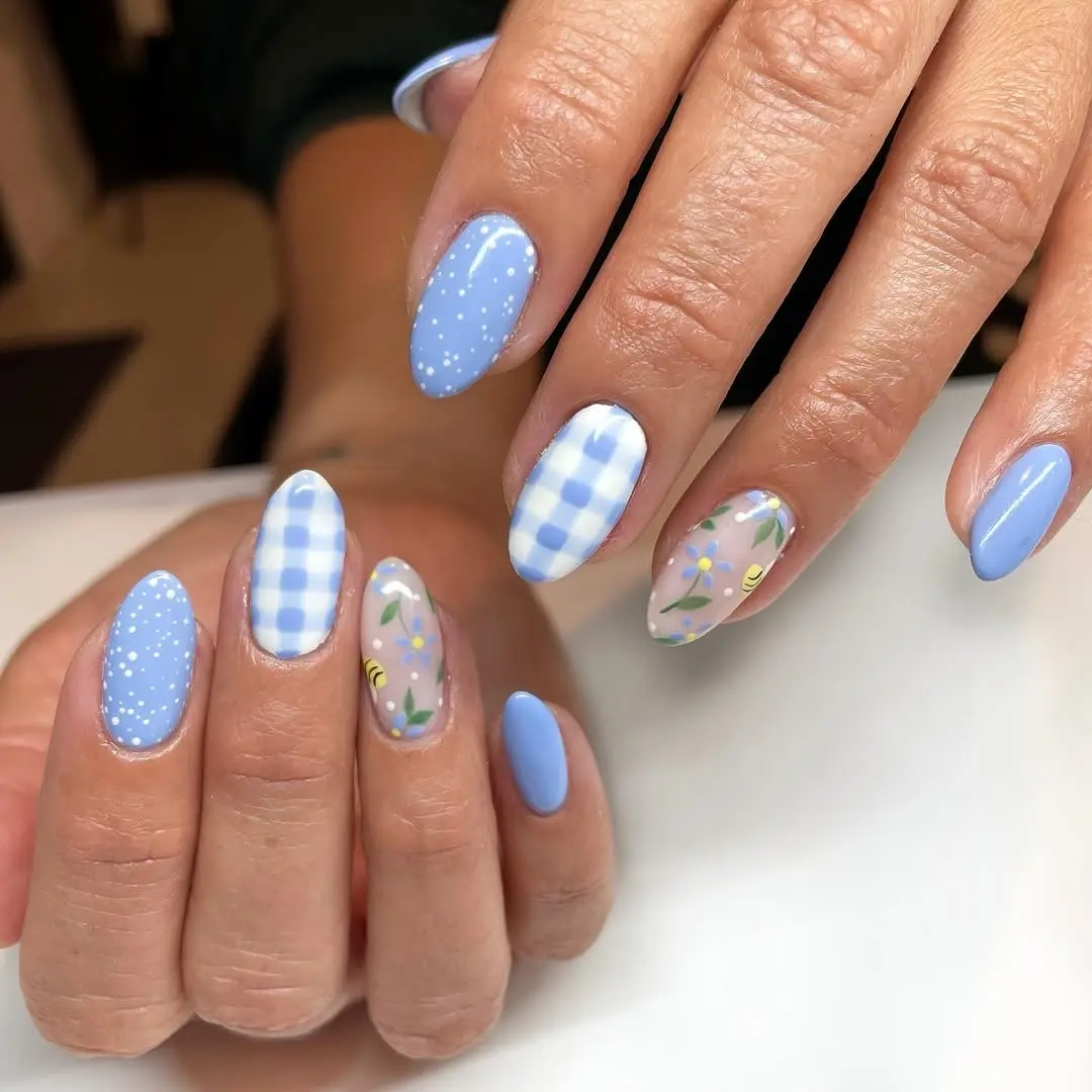 Charming blue Easter nail designs for spring