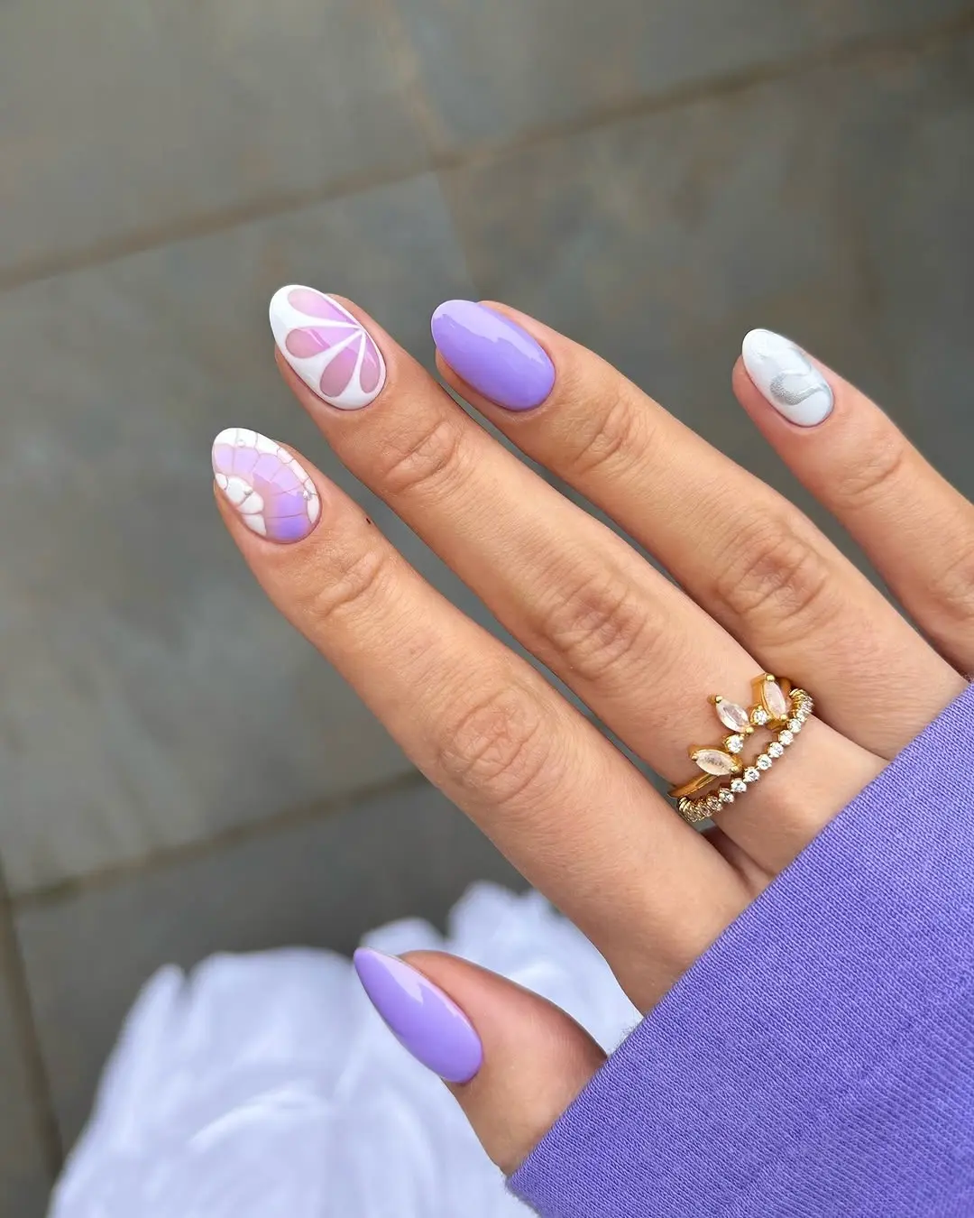 Festive pastel purple nail art for Easter