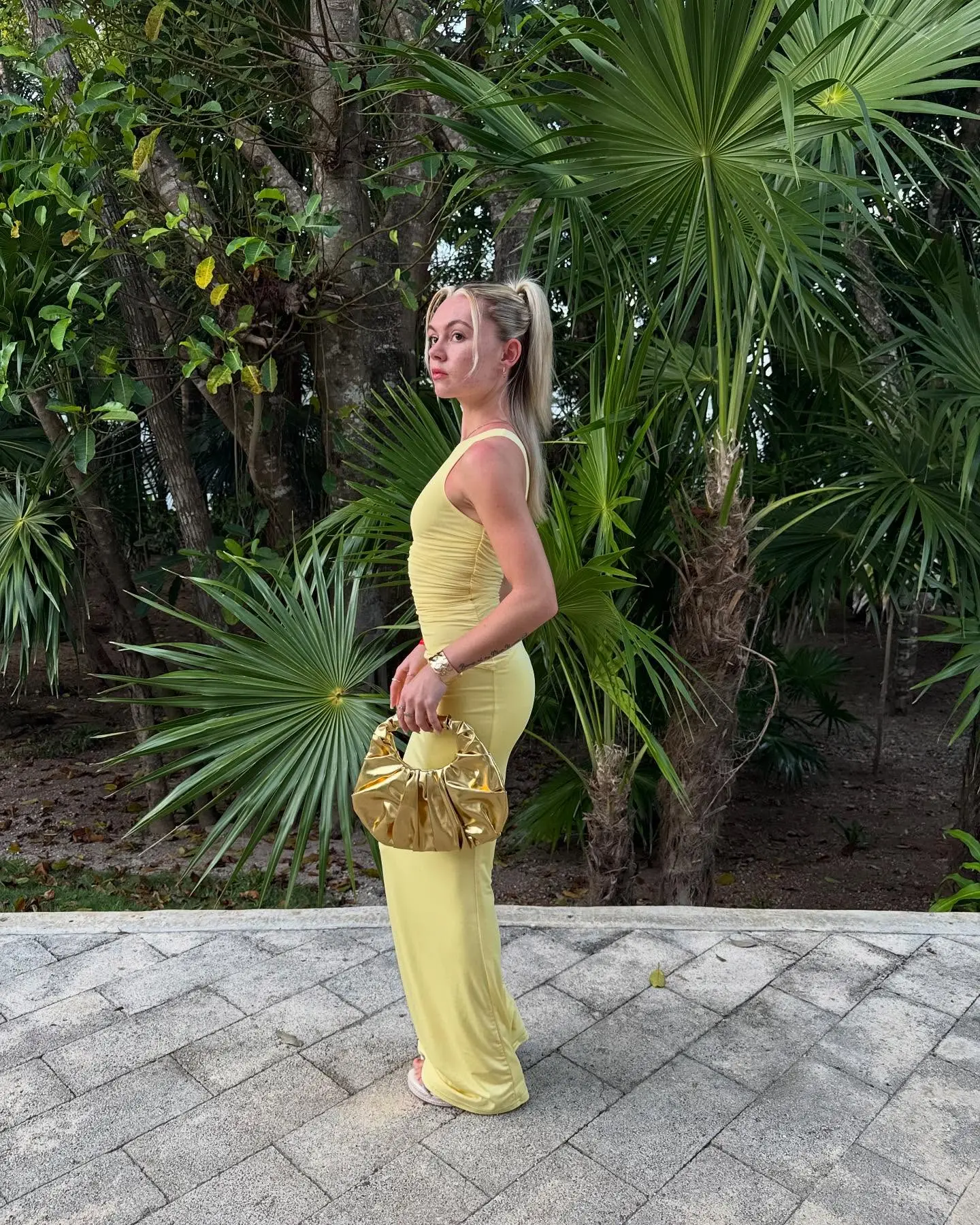 Chic and Vibrant Yellow Dress Ensemble