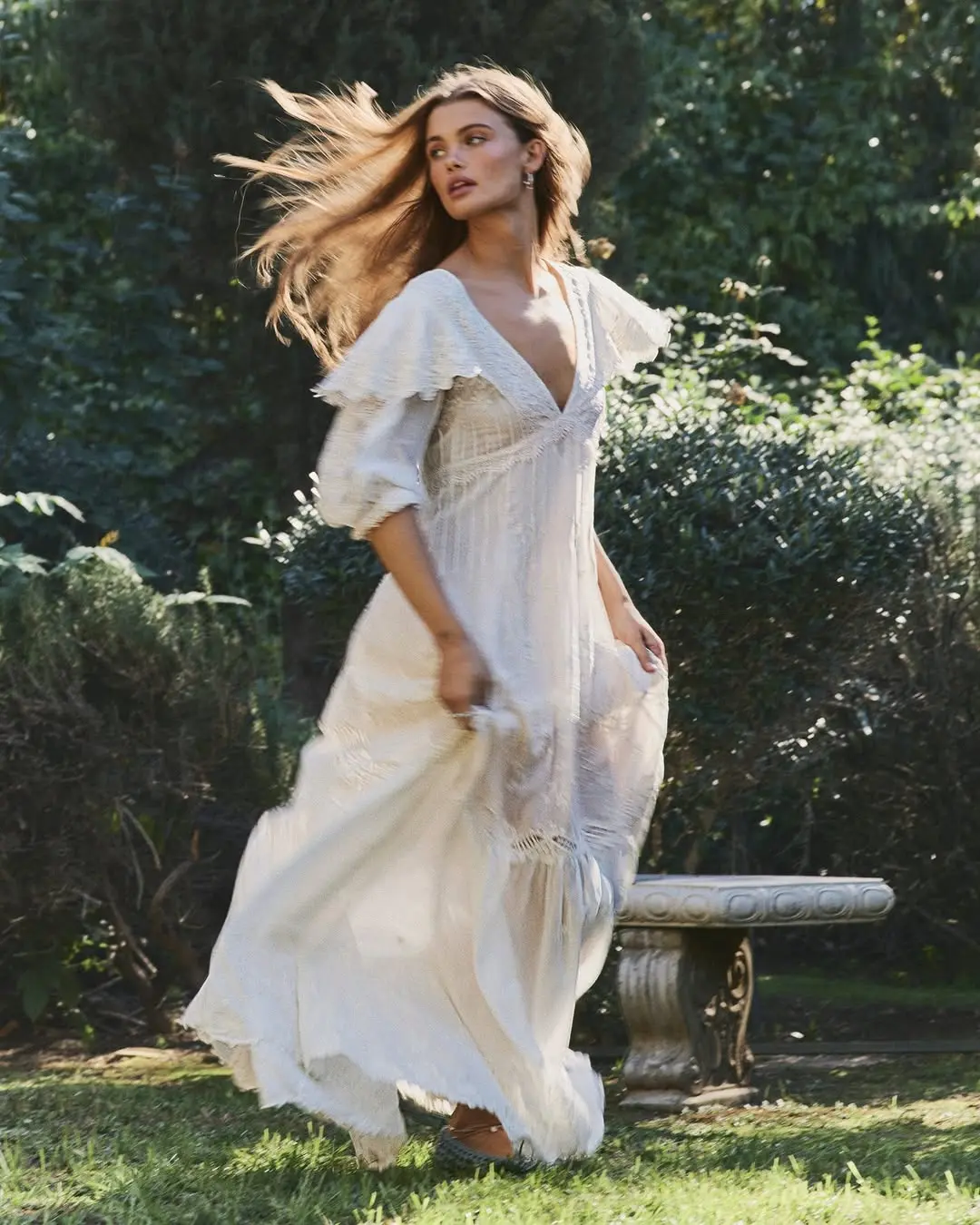 Elegant white maxi dress for summer styling