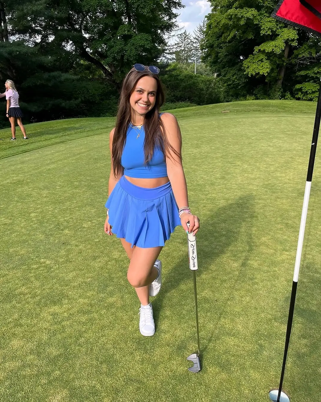 Chic blue ensemble for a perfect golf day