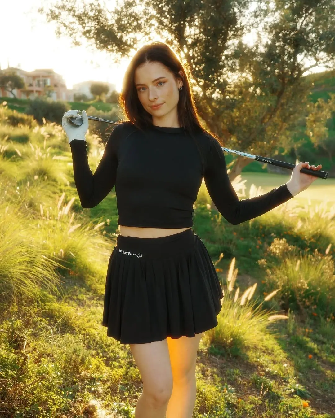 Chic black golf outfit for stylish play