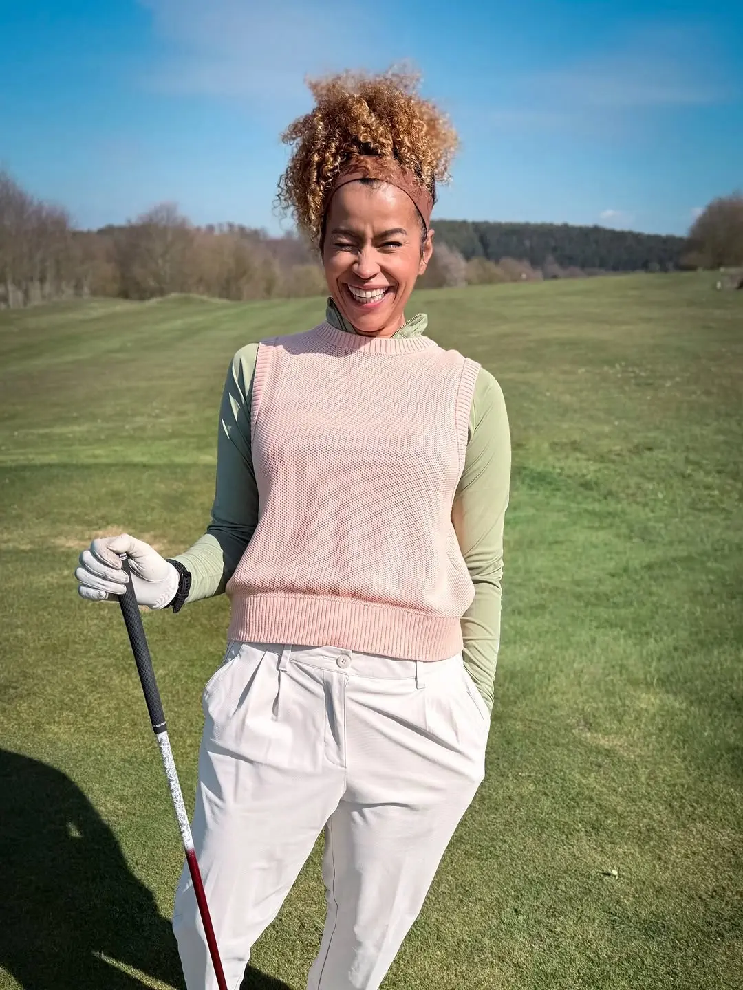 Chic Golf Outfit with Layered Textures