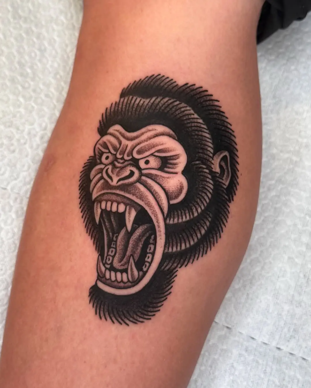 Fierce gorilla face tattoo design with detail
