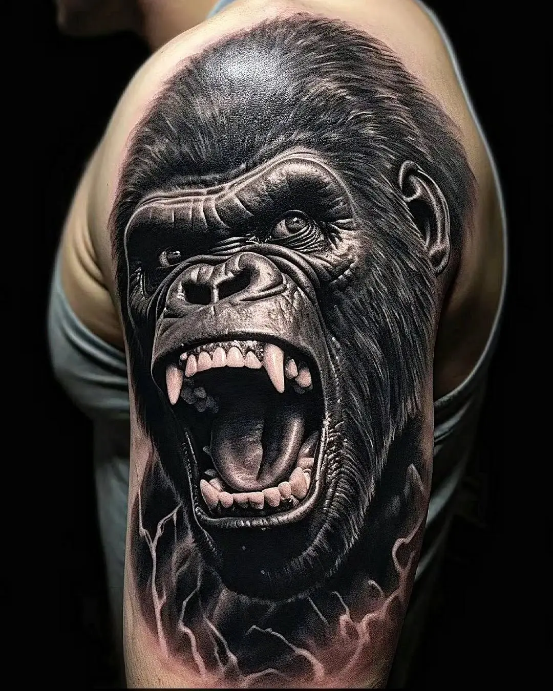 Impressive Realistic Gorilla Tattoo Design