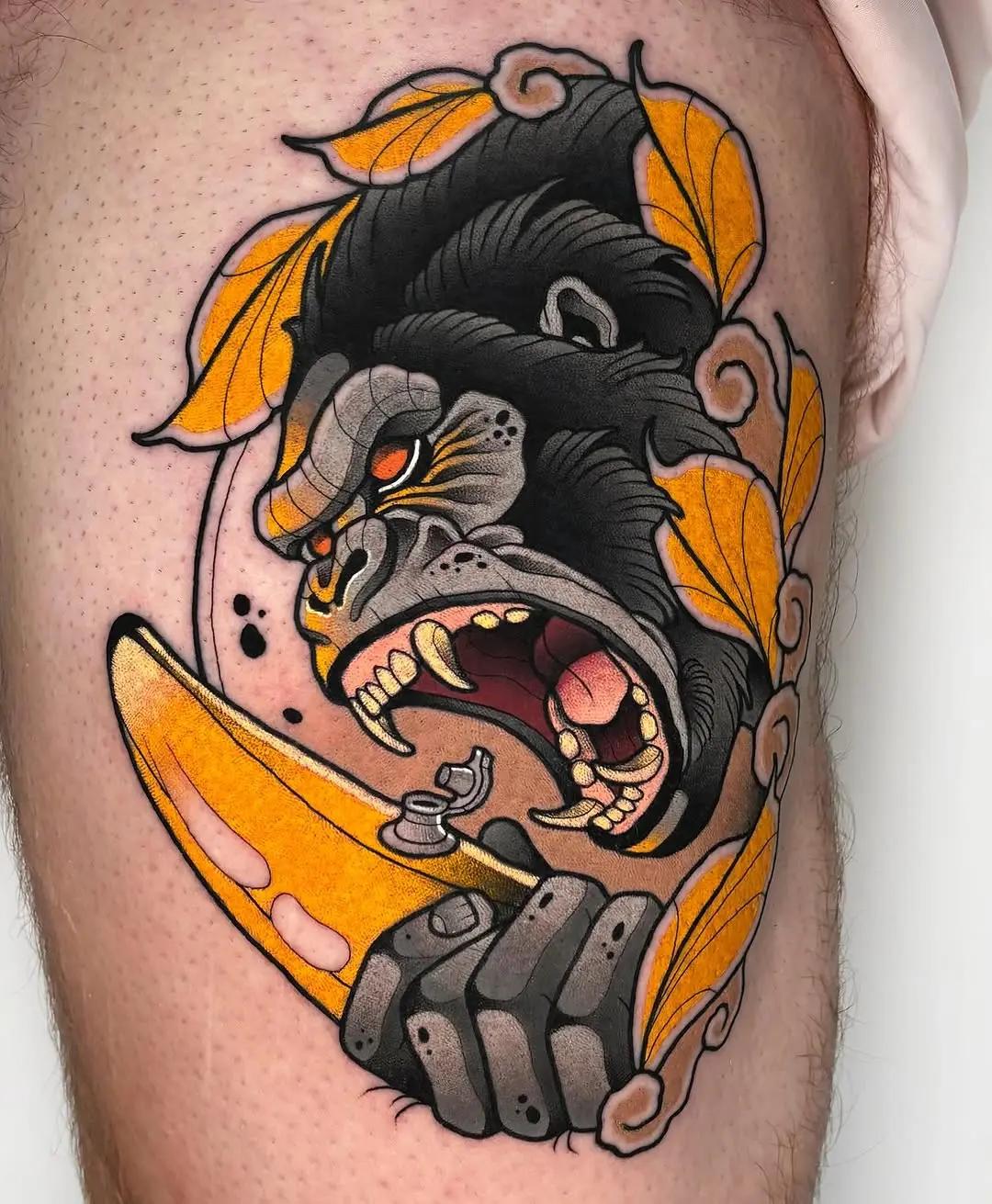 Bold Gorilla Tattoo with Vibrant Colors