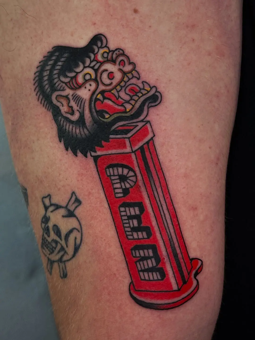 Bold and Vibrant Gorilla Tattoo with Whimsy