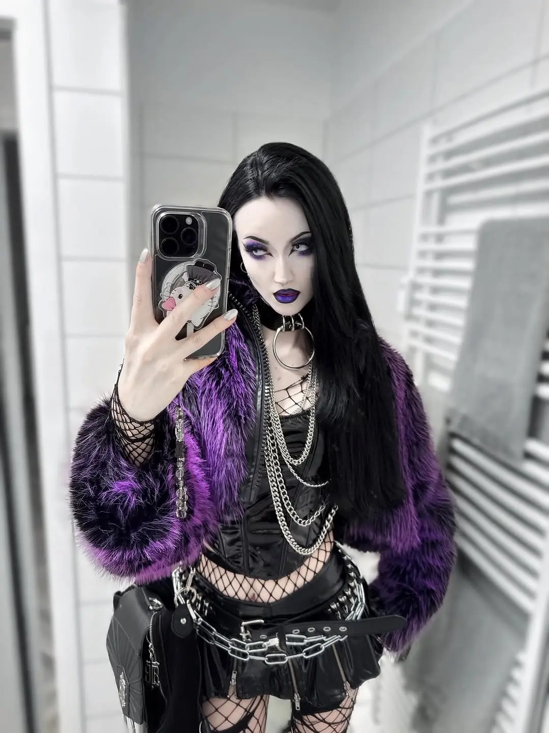 Edgy Purple Faux Fur Goth Aesthetic