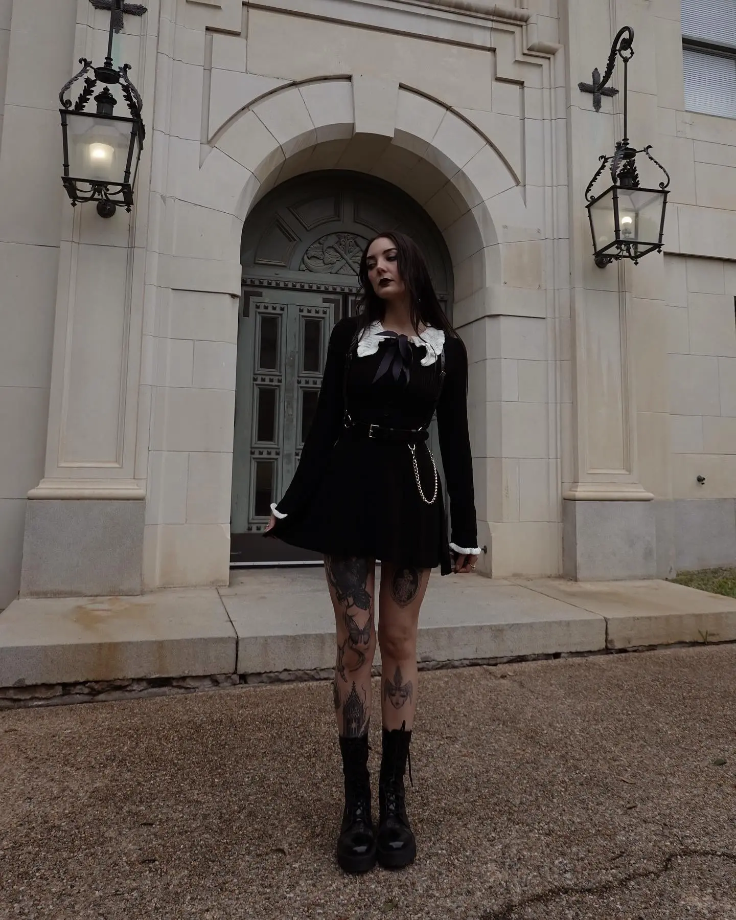 Chic black dress with gothic flair