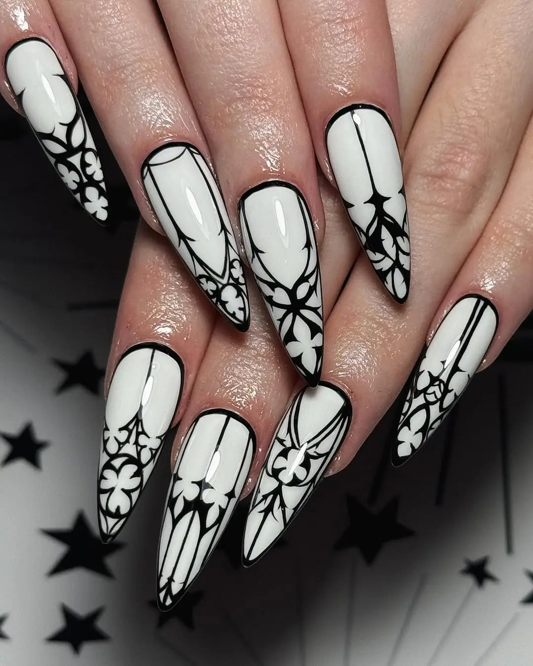 Stunning Gothic Nail Art with Floral Designs