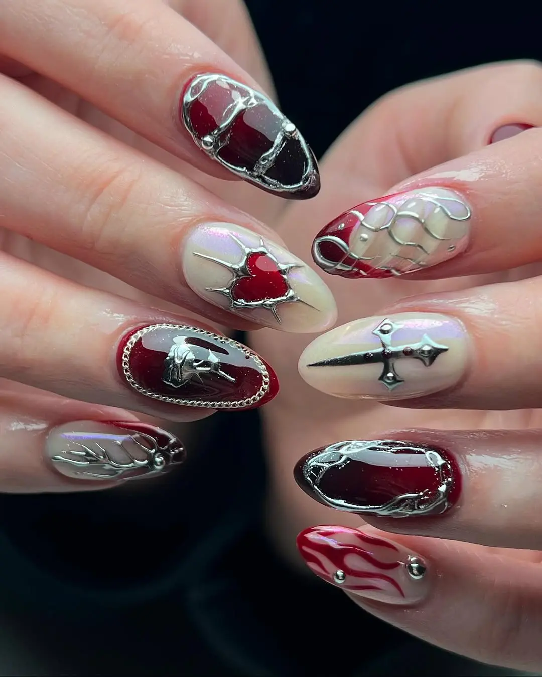 Intricate gothic nails with dark elegance