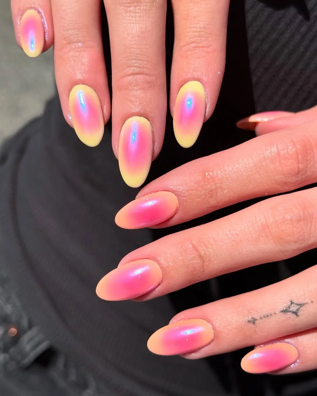 Stunning gradient holographic birthday nail design