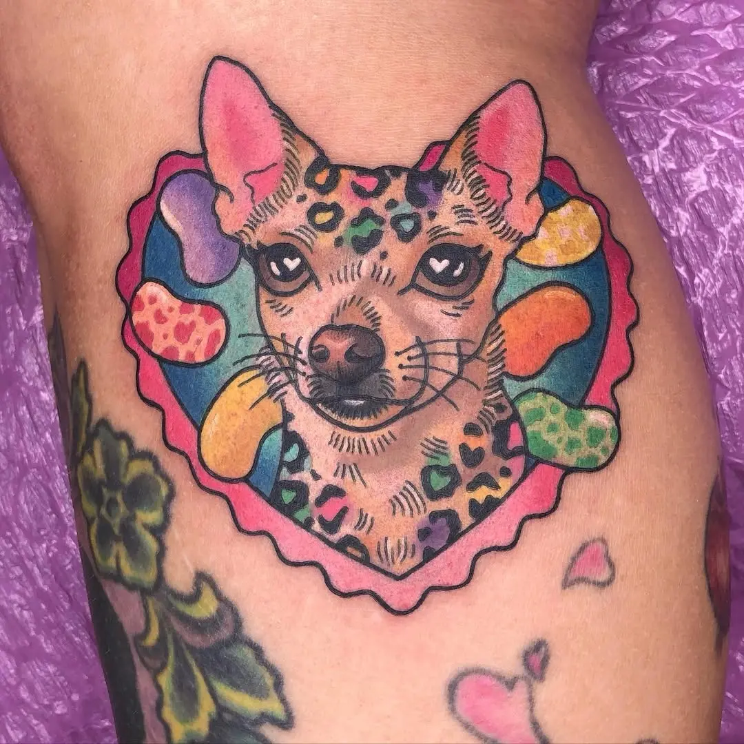 Colorful Jelly Bean Chihuahua Tattoo Design