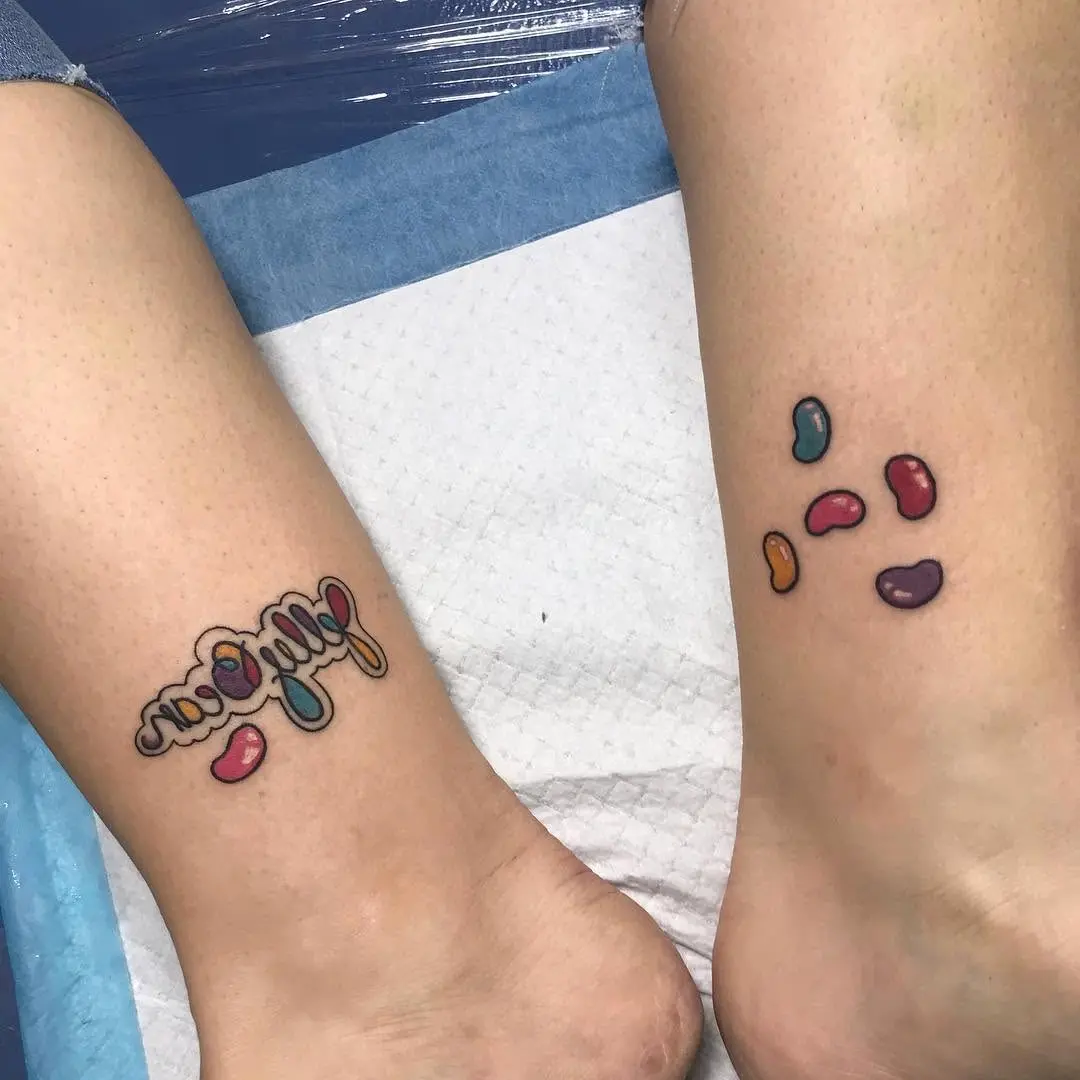 Colorful Jelly Bean Tattoos with Playful Designs