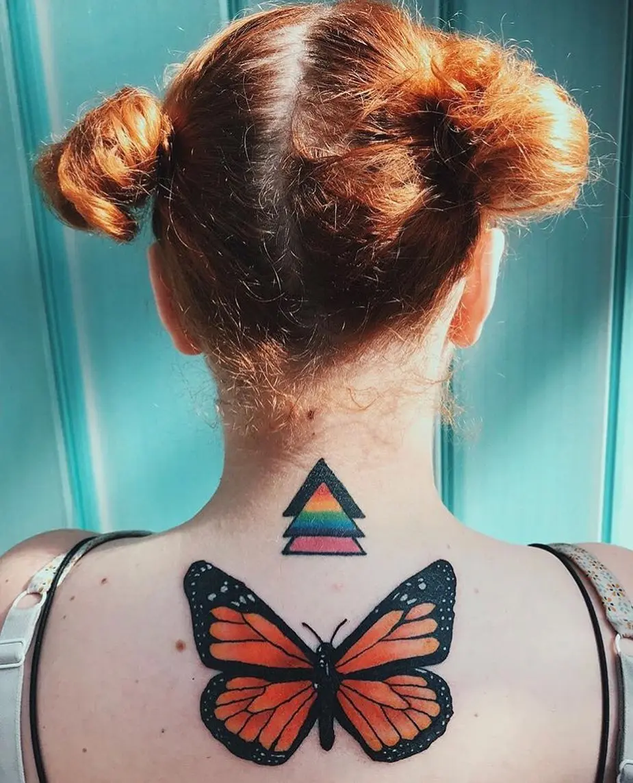 Vibrant LGBT Butterfly Tattoo with Pride Symbol
