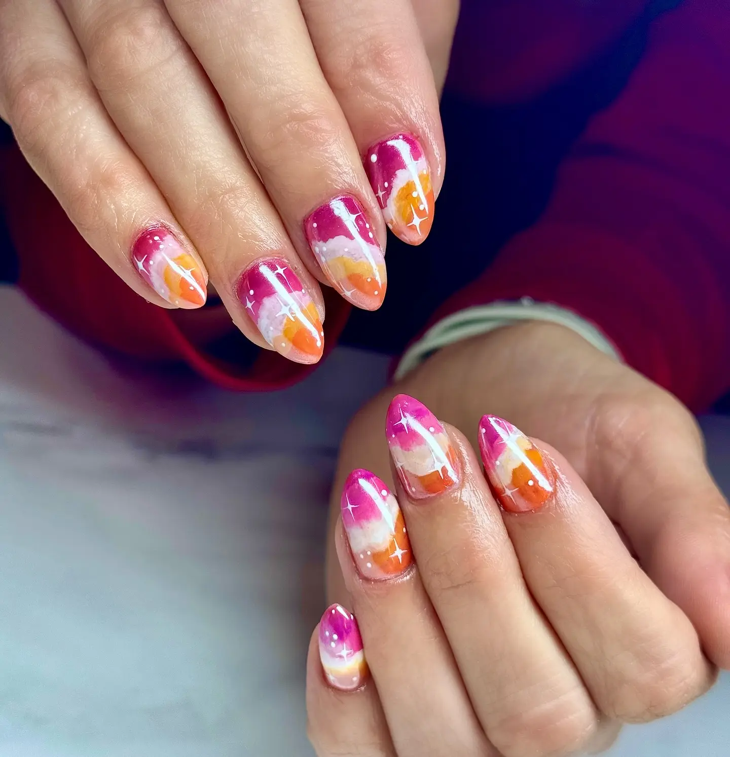 Vivid gradient nails with a playful twist